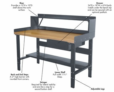 HEAVY-DUTY ADJUSTABLE LEG WORKBENCH ACCESSORIES - HPWB-LS-48
