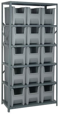 SHELVING UNITS WITH STACKABLE STORAGE BINS - HQSBU-600-GY