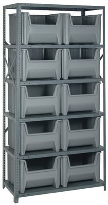 SHELVING UNITS WITH STACKABLE STORAGE BINS - HQSBU-800-GY