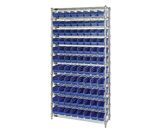 CHROME WIRE SHELVING UNITS WITH SHELF BINS - HWR12-103-B