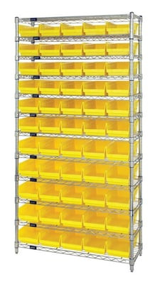 CHROME WIRE SHELVING UNITS WITH SHELF BINS - HWR12-102-Y