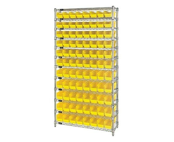 CHROME WIRE SHELVING UNITS WITH SHELF BINS - HWR12-103-Y