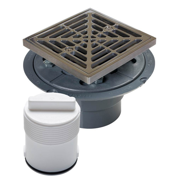 Drain & Plug Shwr Pan Pvc Nik Fnsh R&s Sq