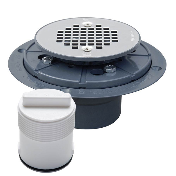 Drain & Plug Shwr Pan Pvc Chrm Rd