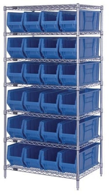 CHROME WIRE SHELVING UNITS WITH HULK CONTAINERS - HWR7-951-B