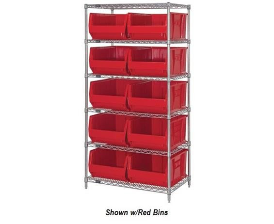 CHROME WIRE SHELVING UNITS WITH HULK CONTAINERS - HWR6-954-B