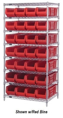 CHROME WIRE SHELVING UNITS WITH HULK CONTAINERS - HWR8-970-B