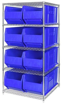 CHROME WIRE SHELVING UNITS WITH HULK CONTAINERS - HWR5-997-B