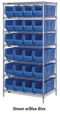 CHROME WIRE SHELVING UNITS WITH HULK CONTAINERS - HWR7-951-R