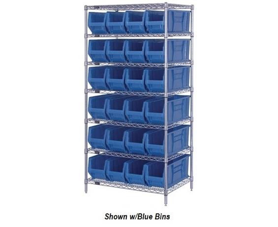 CHROME WIRE SHELVING UNITS WITH HULK CONTAINERS - HWR7-951-R