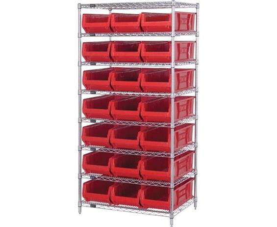 CHROME WIRE SHELVING UNITS WITH HULK CONTAINERS - HWR8-952-R