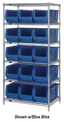 CHROME WIRE SHELVING UNITS WITH HULK CONTAINERS - HWR6-953-R