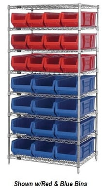 CHROME WIRE SHELVING UNITS WITH HULK CONTAINERS - HWR8-950952-R