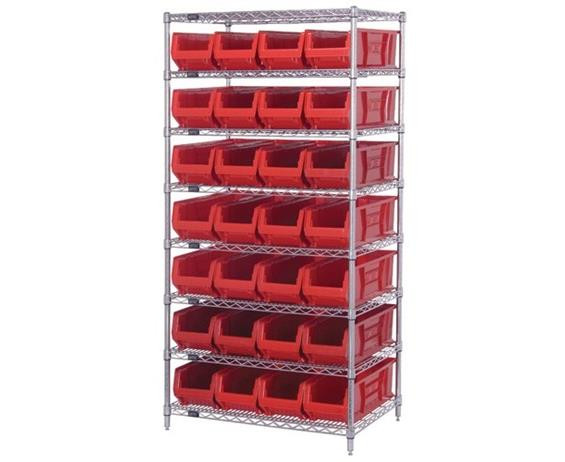 CHROME WIRE SHELVING UNITS WITH HULK CONTAINERS - HWR8-970-R
