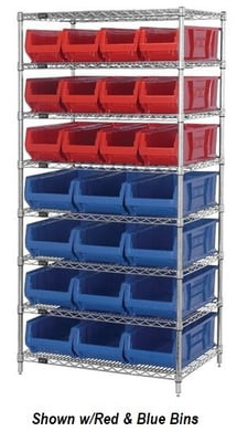 CHROME WIRE SHELVING UNITS WITH HULK CONTAINERS - HWR8-950952-Y