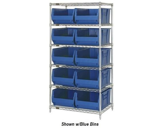 CHROME WIRE SHELVING UNITS WITH HULK CONTAINERS - HWR6-974-Y