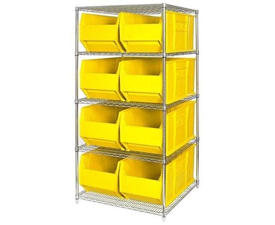 CHROME WIRE SHELVING UNITS WITH HULK CONTAINERS - HWR5-995-Y