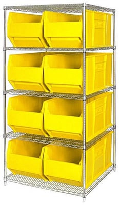 CHROME WIRE SHELVING UNITS WITH HULK CONTAINERS - HWR5-997-Y