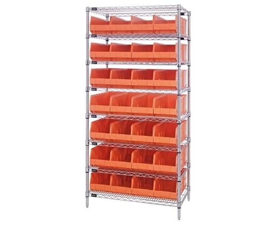 WIRE SHELVING SYSTEMS WITH STACKABLE SHELF BINS - HWR8-443