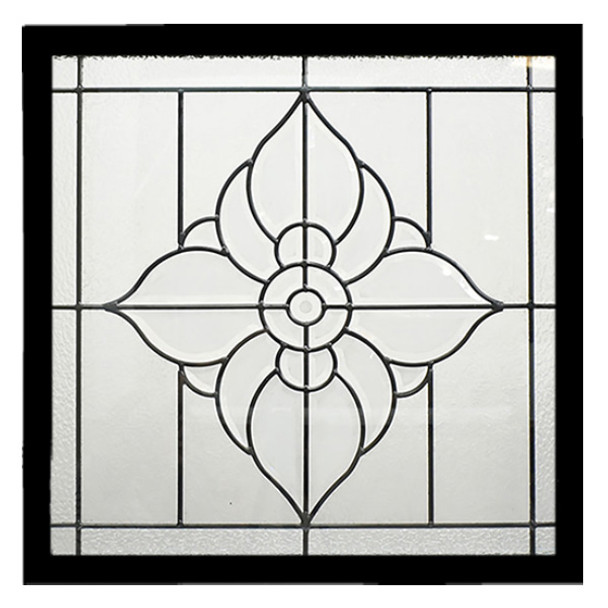 Spring Flower Black Decorative Glass Window 23.5" x 23.5"