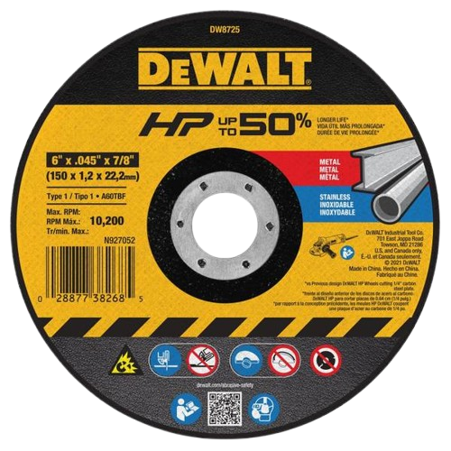DeWalt 6″ x .045″ x 7/8″ High Performance Cutting Disc