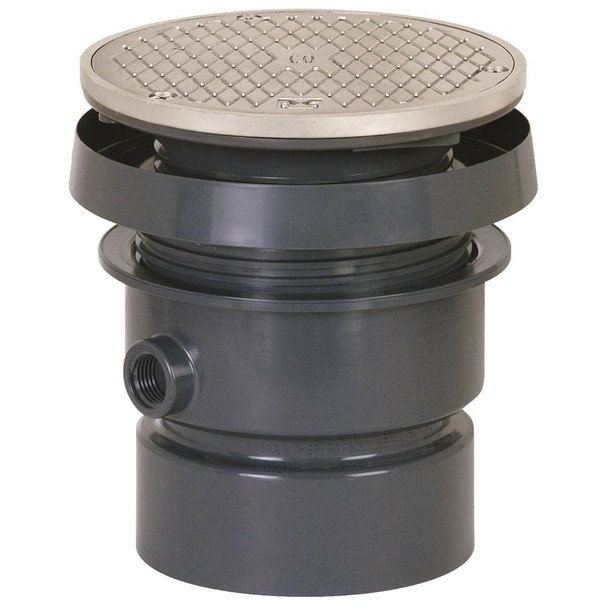 Tomahawk FinishLine™ 834-4PSR Adjustable Cleanout Complete Assembly, 4 in Cleanout, 4000 lb, 6-1/2 in Dia Cover, PVC
