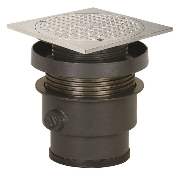 834-63DSQ Adjustable On-Grade Cleanout Complete Assembly With Ring and Strainer, Ductile Iron