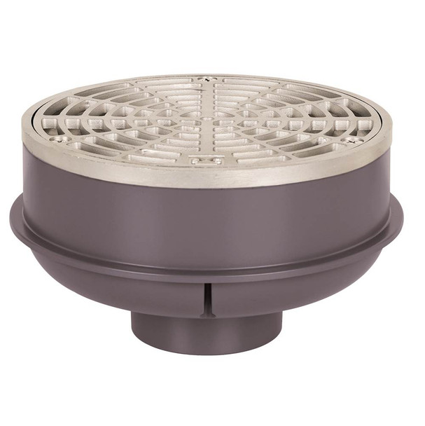 Tomahawk QuadDrain™ 841-2PSR Floor Drain With Ring and Strainer, 2 in Outlet, Hub Connection, 6-1/2 in, PVC Drain, Domestic