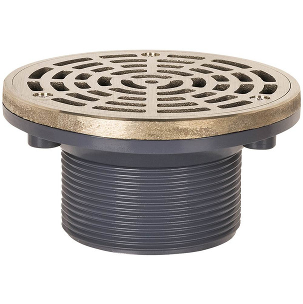 Tomahawk 842-2LNR Adjustable On-Grade Floor Drain With Ring and Strainer, 2 in Outlet, MNPT Connection, ABS Drain