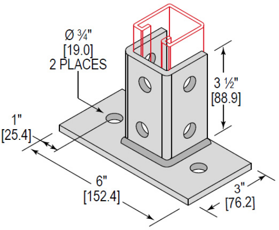 Post Base - PBS2H350SQFLEG