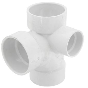 PVC DWV 90 Degree Sanitary Tee w/ 2" Right Side Inlet (S x H x H)