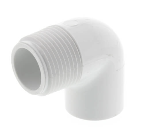 Schedule 40 PVC Reducing 90° Street Elbow (MPT x SOC)