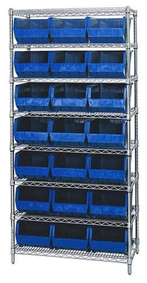 Chrome Wire Shelving Units With Ultra Bins - HWR8-255-B