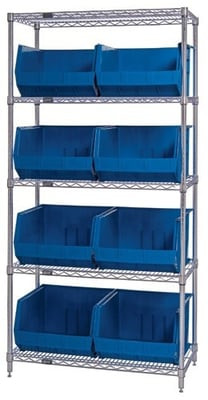 Chrome Wire Shelving Units With Ultra Bins - HWR5-270-B