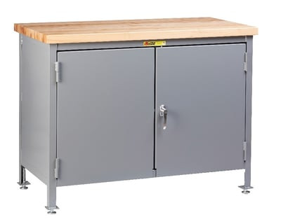 12 Gauge Work Center Cabinet With Butcher Block Top - HWTC-2D-2448-LL