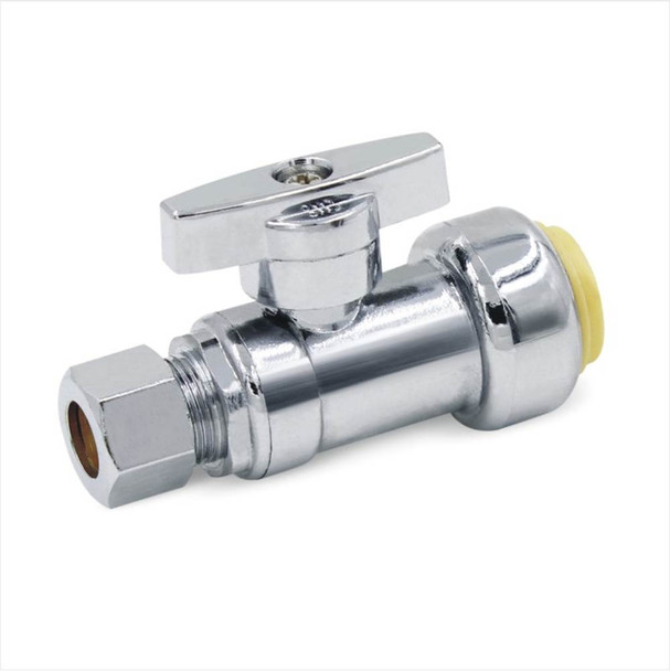0147004 - Str Stop 3/8" Pdq X 3/8"od Comp 1/4"-turn Chrome
