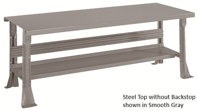 Adjustable Height Open Leg Workcenter - 2300 Series With Shelf - H2321U5-GN