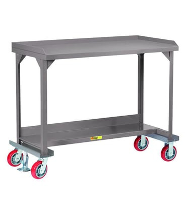 All-Welded Mobile Workbench With Back And End Stops - HWSL2-3672-6PYFL