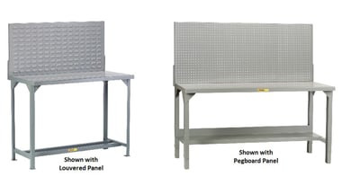 All-Welded Steel Workbenches With Pegboard Or Louvered Panels - HWST2-2448-AH-LP