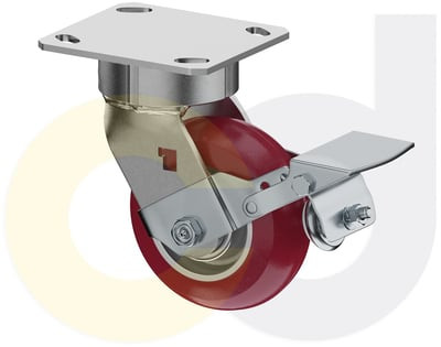 Casterdepot Ergonomic, Top Plate Casters - Poly On Aluminum Wheel - Capacities Up To 1500 Lbs. - HC091.9E2