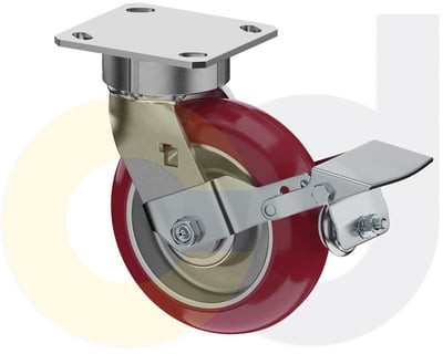 Casterdepot Ergonomic, Top Plate Casters - Poly On Aluminum Wheel - Capacities Up To 1500 Lbs. - HC091.A3F
