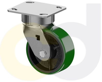Casterdepot Ergonomic, Top Plate Casters - Poly On Cast Iron Wheel- Capacities Up To 1400 Lbs. - HC015.914