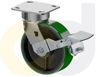 Casterdepot Ergonomic, Top Plate Casters - Poly On Cast Iron Wheel- Capacities Up To 1400 Lbs. - HC091.A06