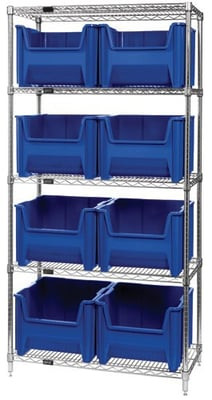 Chrome Wire Shelving Units With Giant Hopper Bins - HWR5-800-B
