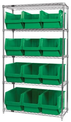 Chrome Wire Shelving Units With Magnum Bins - HWR5-533-G