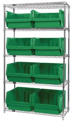 Chrome Wire Shelving Units With Magnum Bins - HWR5-543-G