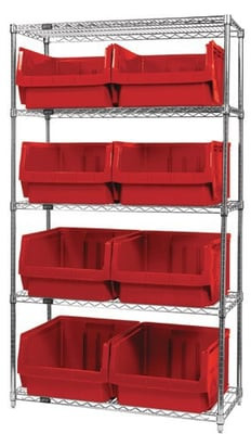 Chrome Wire Shelving Units With Magnum Bins - HWR5-543-R