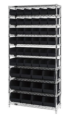 Chrome Wire Shelving Units With Ultra Bins - HWR10-230240-BK