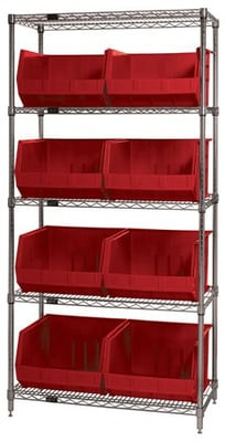 Chrome Wire Shelving Units With Ultra Bins - HWR5-270-R