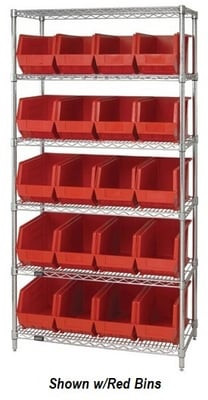 Chrome Wire Shelving Units With Ultra Bins - HWR6-265-G